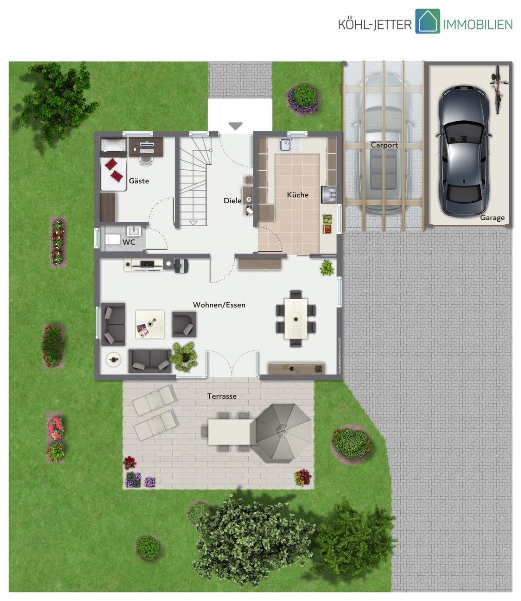 Traumhaftes Einfamilienhaus mit Garage in Top-Wohnlage von Balingen! - Grundriss EG